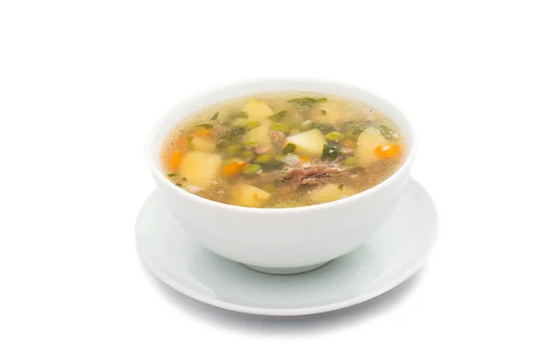 Plate with chicken soup — Stock Photo, Image