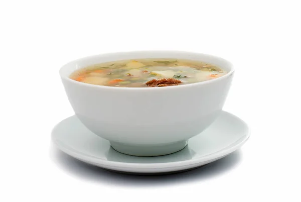 Teller mit Hühnersuppe — Stockfoto