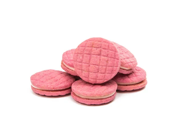 Pink biscuits isolated — Stock Photo, Image