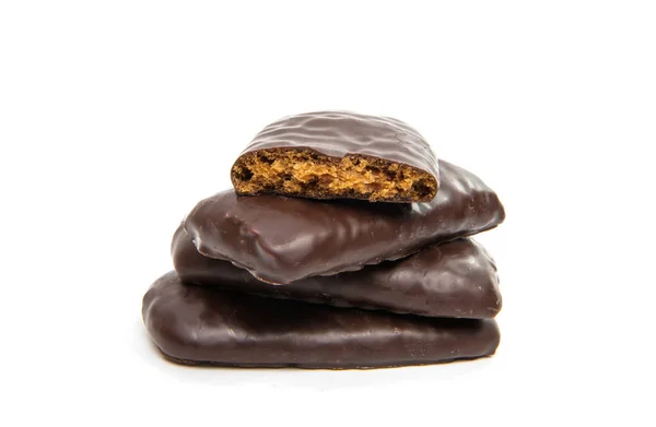 Sušenky čokoládové glazury, samostatný — Stock fotografie