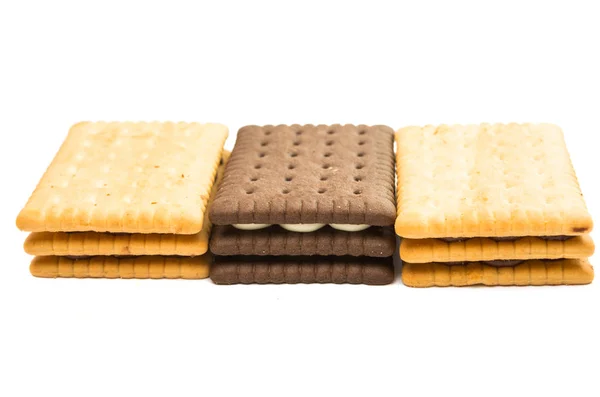 Dubbele koekjes snack geïsoleerd — Stockfoto