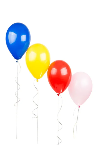 Powietrza, kolorowe balony na białym tle — Zdjęcie stockowe