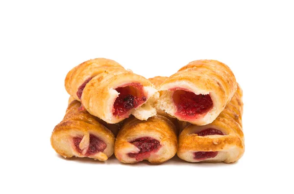 Puff pastry with jam isolated — Stock Photo, Image