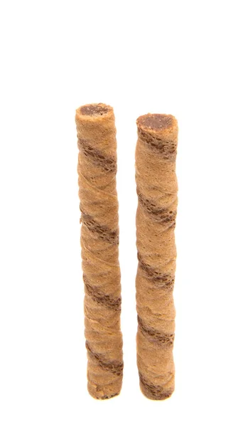 Rollos de oblea con chocolate aislado — Foto de Stock