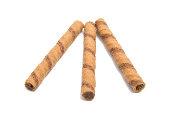 Rollos de oblea con chocolate aislado — Foto de Stock