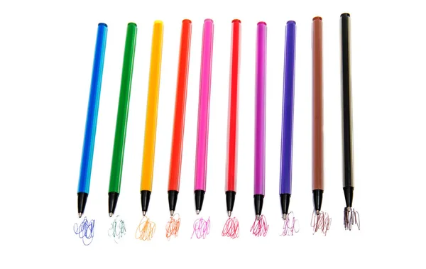 Set of colored pens isolated — Stock Photo, Image