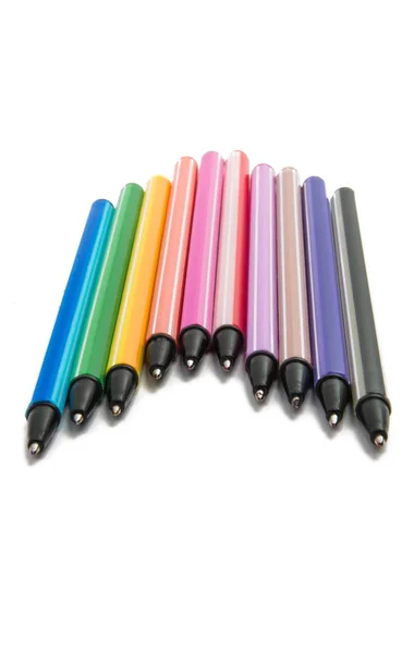 Σετ χρωματιστά στυλό απομονωμένες — Φωτογραφία Αρχείου