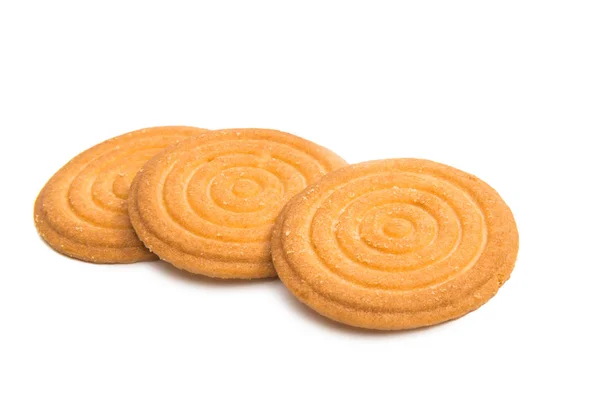 Izole yuvarlak tereyağı kurabiye — Stok fotoğraf
