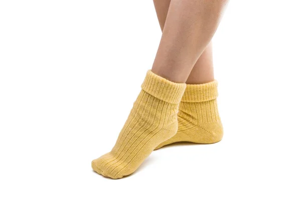 Teplé ponožky na nohách, samostatný — Stock fotografie