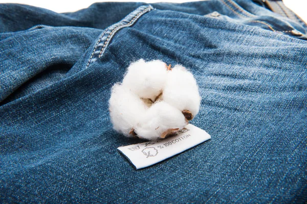 Caja de algodón en denim — Foto de Stock