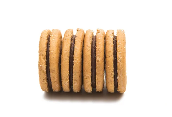 Biscoitos duplos com chocolate isolado — Fotografia de Stock