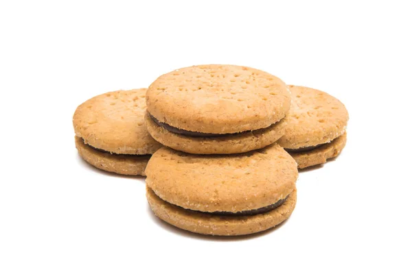 Galletas dobles con chocolate aislado — Foto de Stock