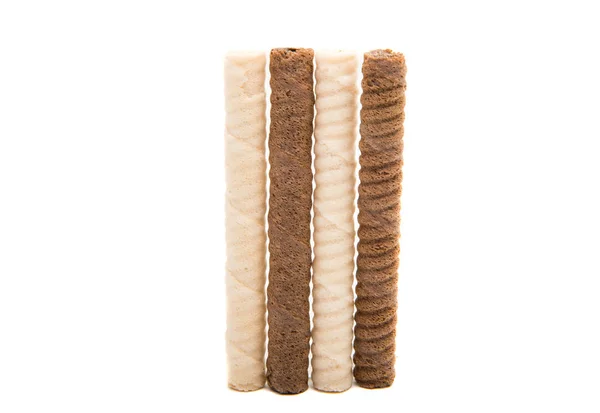 Waffle rolls isolated — Stock Photo, Image