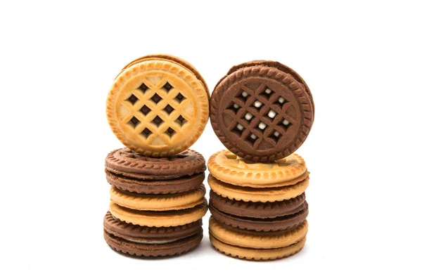 Double biscuit sandwich isolated — Stock Photo, Image