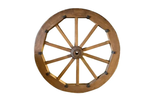 Old wooden wheel isolated — Stock Photo, Image