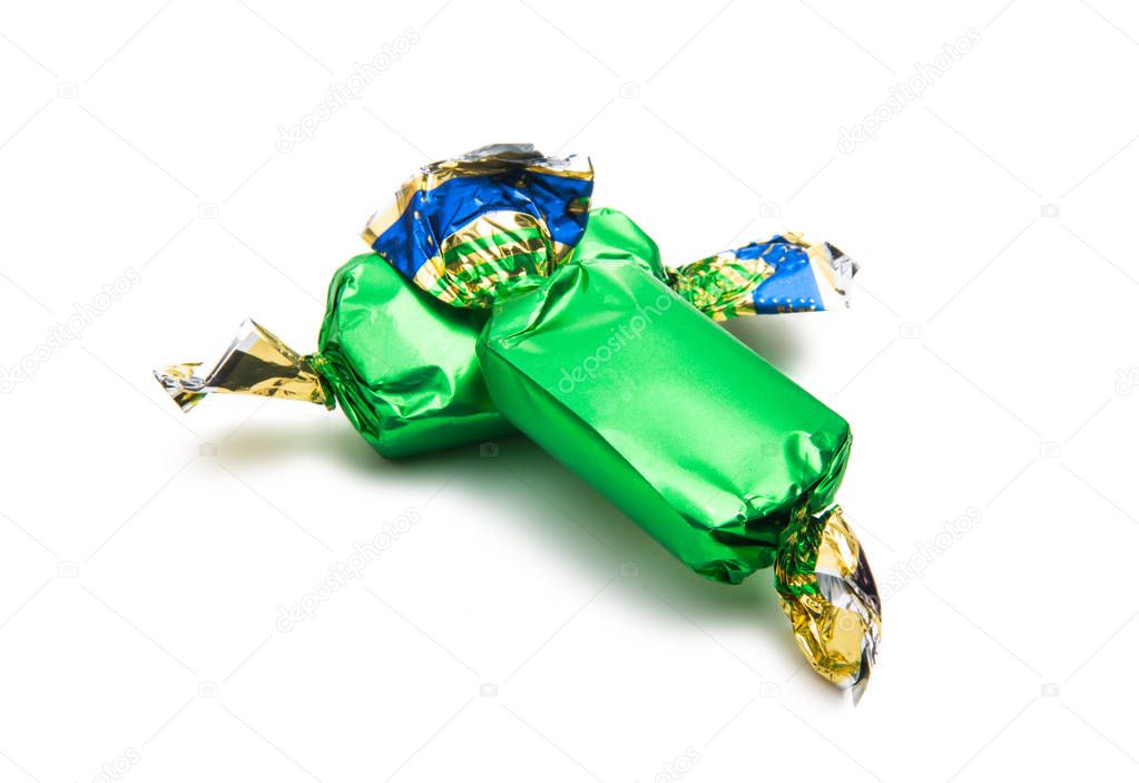 chocolate candy in a colored wrapper