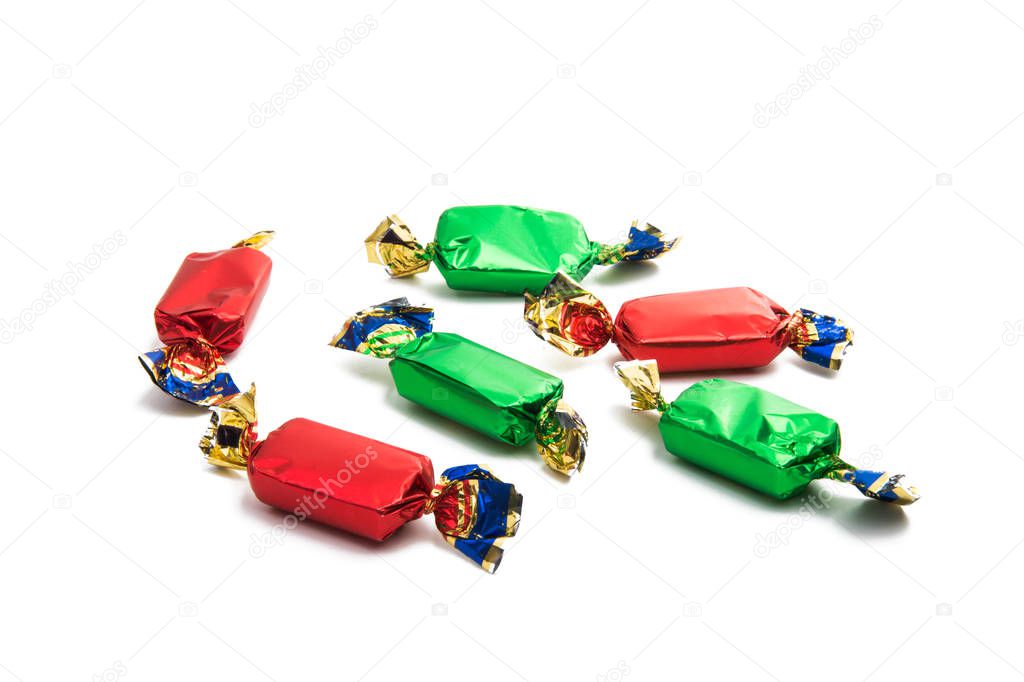 chocolate candy in a colored wrapper