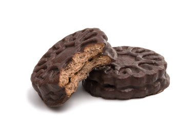 Çift Kişilik bisküvi izole bir çikolata sır 