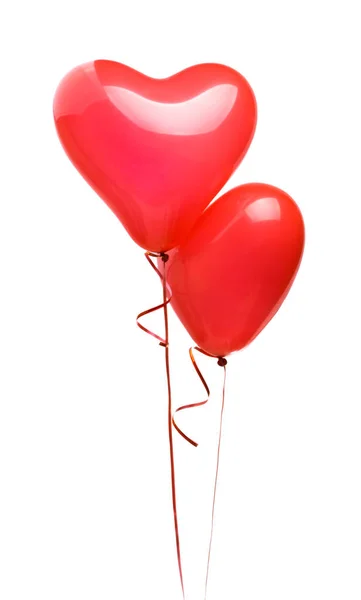 Rote Luftballons Herzen isoliert — Stockfoto