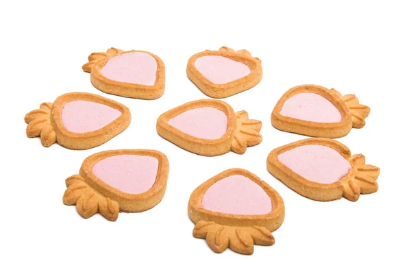 Aardbei cookie geïsoleerd — Stockfoto