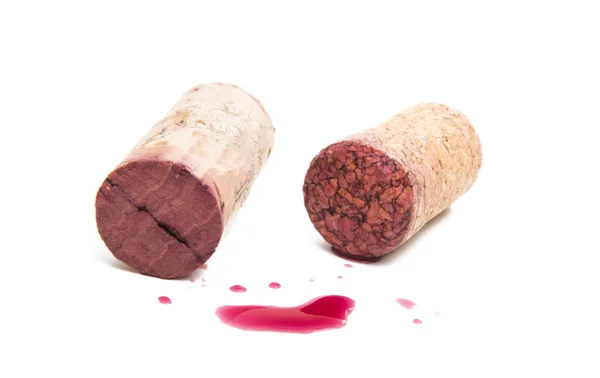 Cortiça de vinho com gotas de vinho tinto — Fotografia de Stock