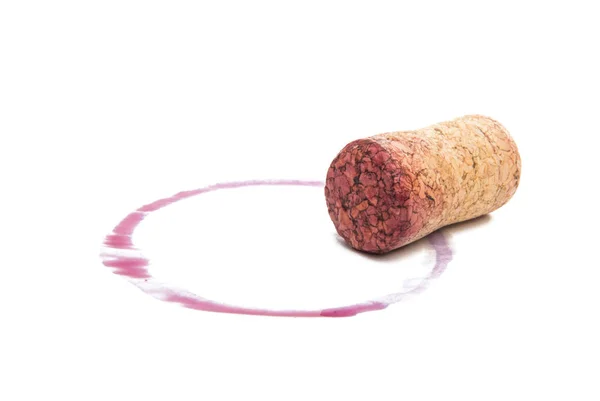 Cortiça de vinho com gotas de vinho tinto — Fotografia de Stock