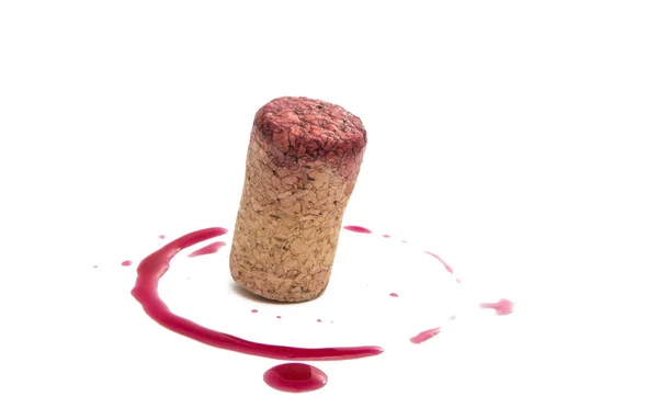 Corcho de vino con gotas de vino tinto — Foto de Stock