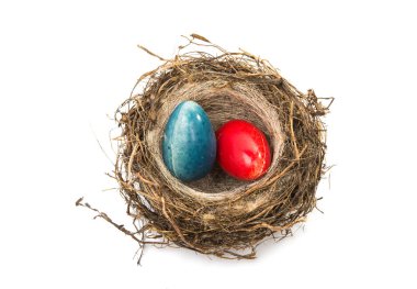 Kuş yuvası ile çikolata Paskalya yumurtaları 