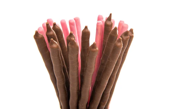 Chocolate dipped cookie sticks — Stock Photo, Image