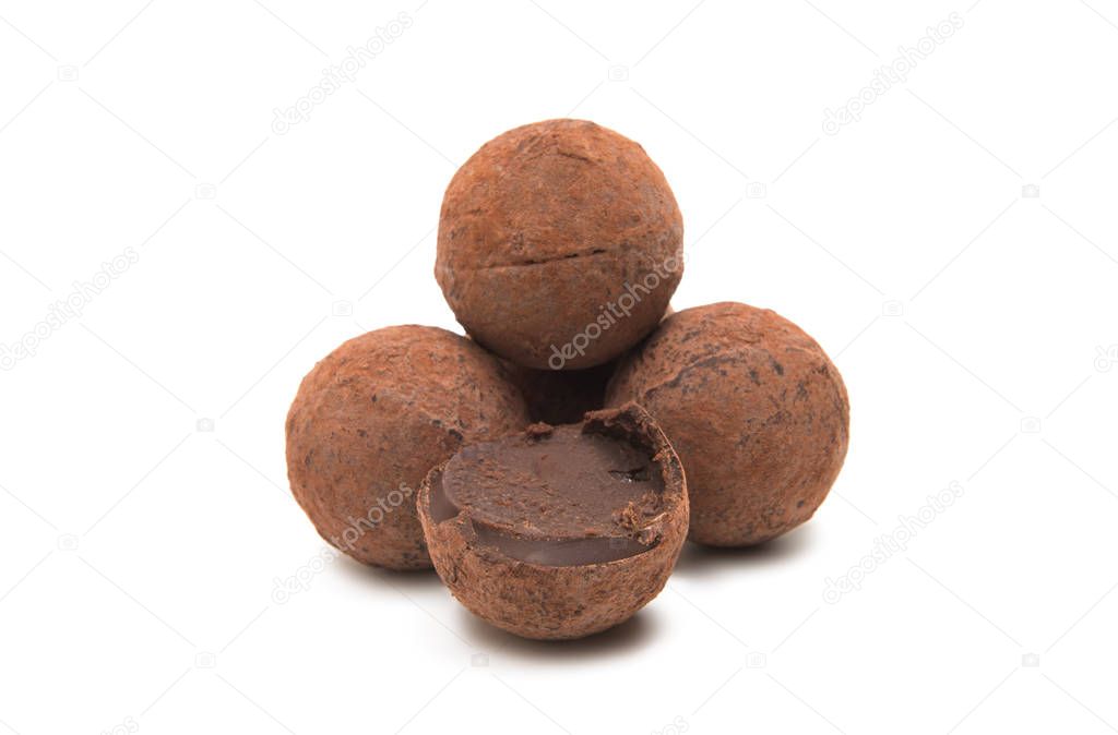 chocolate truffles isolated 