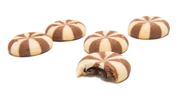 Striped cookies with chocolate isolated — Stock Photo, Image