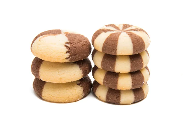 Randig cookies med choklad isolerade — Stockfoto