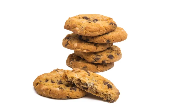 Galletas con frutos secos y chocolate aislado —  Fotos de Stock