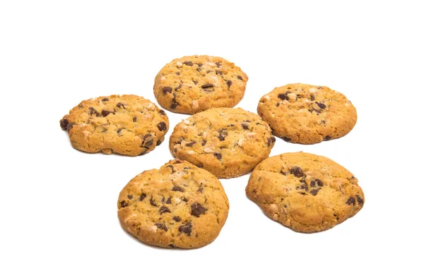 Biscotti con noci e cioccolato isolato — Foto Stock