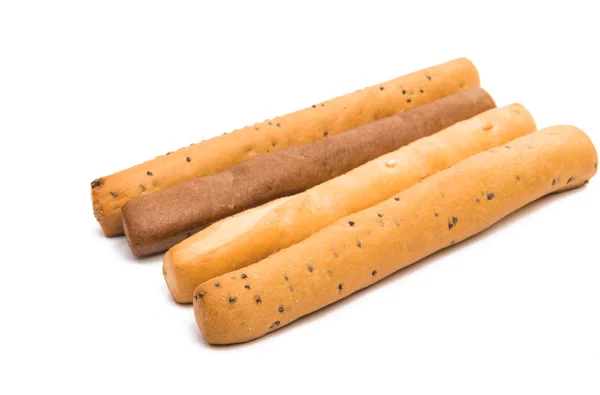 Gezouten brood stick geïsoleerd — Stockfoto