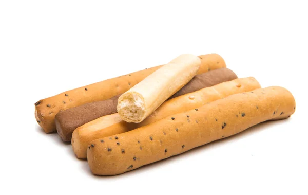 Gezouten brood stick geïsoleerd — Stockfoto