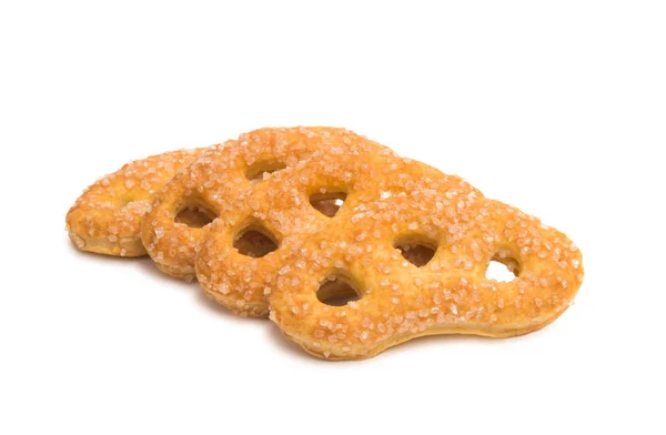 Zuckerbeschichtete knotenförmige Brezel isoliert — Stockfoto