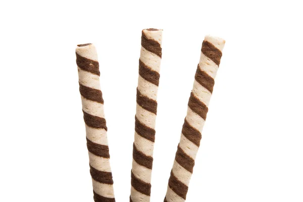 Wafel sticks met chocolade geïsoleerd — Stockfoto