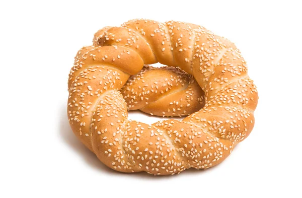 Bagel with sesame seeds isolated — Stock Photo, Image