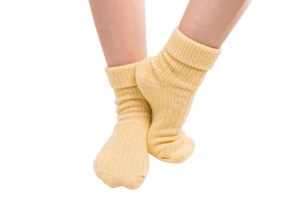 Warm socks on leg isolated — Stock Photo, Image