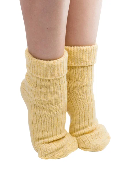 Warm socks on leg isolated — Stock Photo, Image