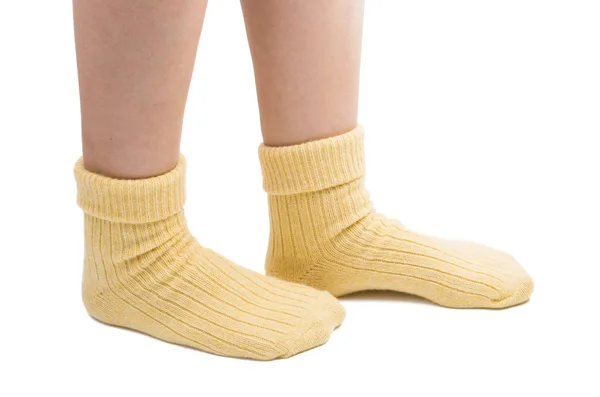 Warme Socken am Bein isoliert — Stockfoto
