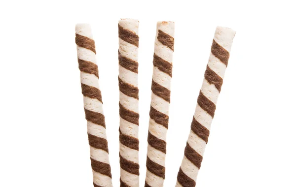 Wafel sticks met chocolade geïsoleerd — Stockfoto