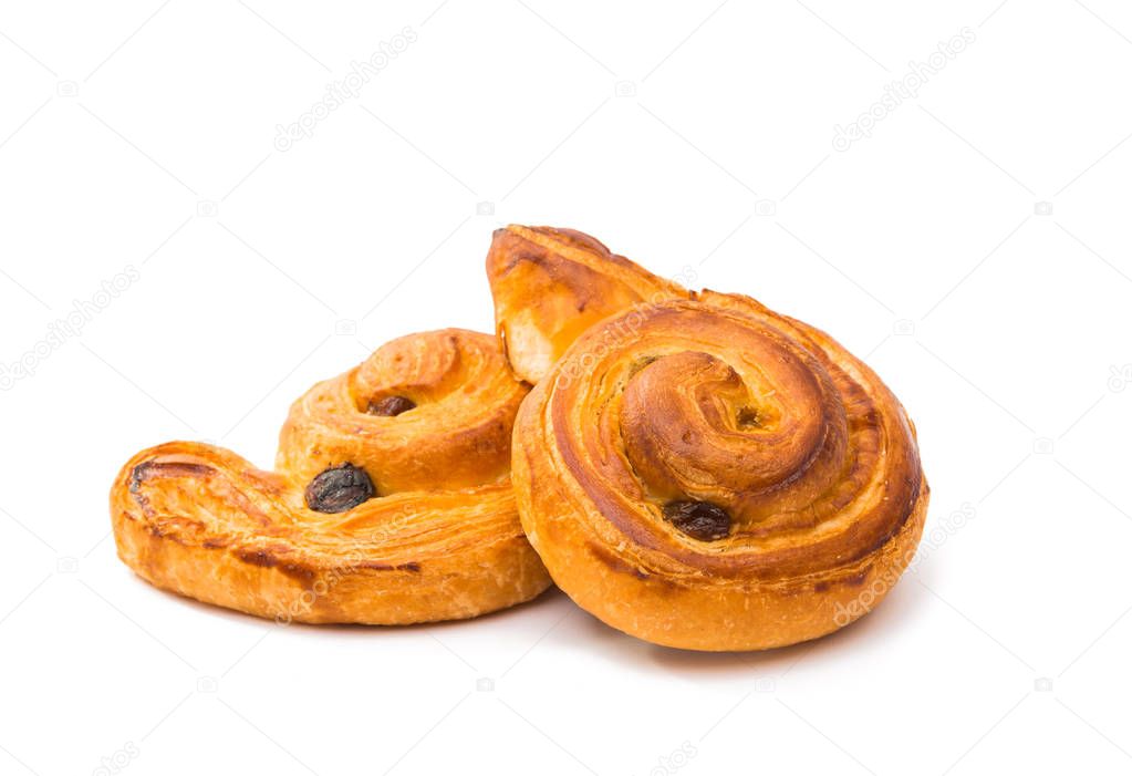 puff pastries with raisins isolated 