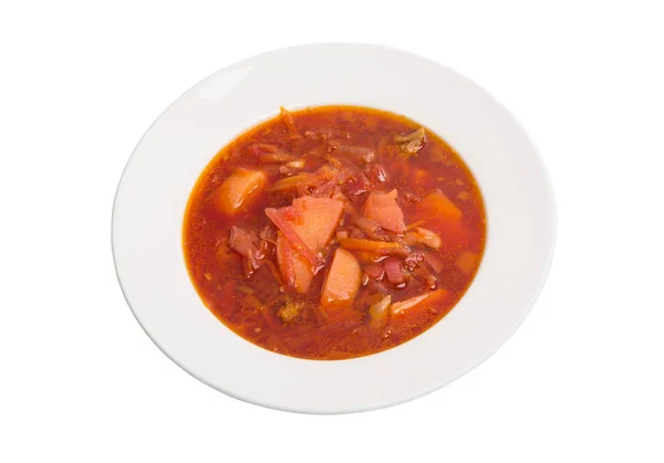 Une assiette avec une soupe de betteraves — Photo