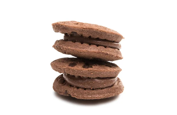 Cookie aux pépites de chocolat avec gouttes isolé — Photo