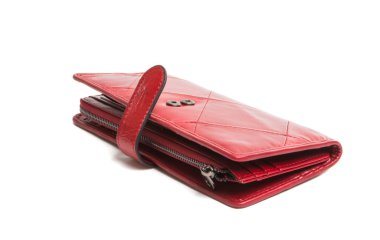 izole kırmızı deri çanta 