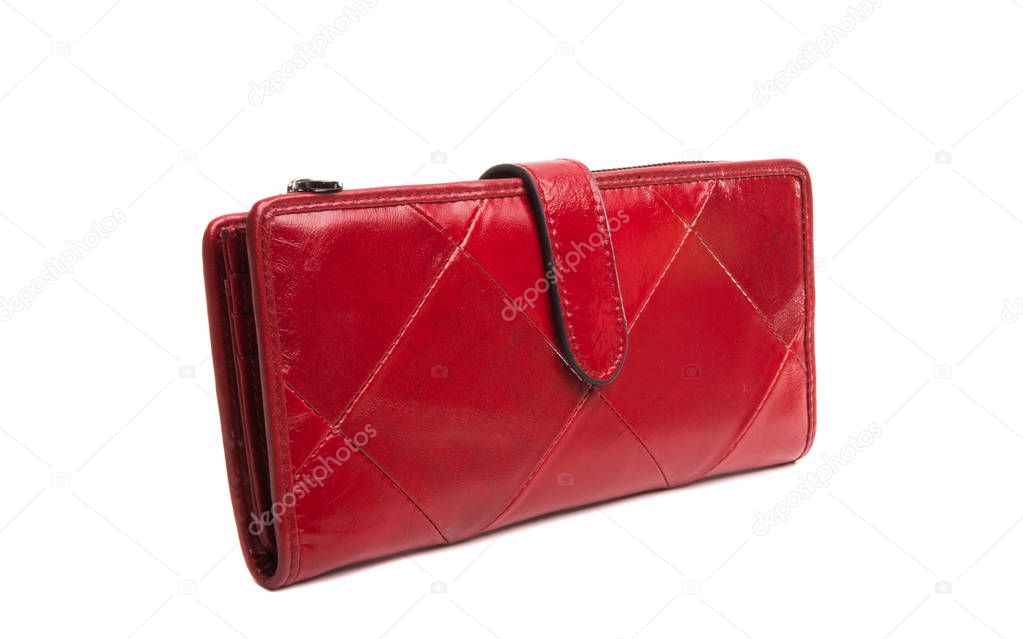 red leather purse isolated 