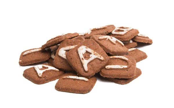 Biscoitos com letras isoladas — Fotografia de Stock