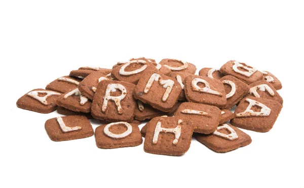 Kekse mit Buchstaben isoliert — Stockfoto